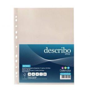 Describo Ζελατίνες με τρύπες Α4 Ενισχυμένες Διαφανής Clear 55my Πακέτο 100 Τεμαχίων