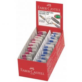 Faber-Castell Γόμα Grip 2001 Cap Color (Γκρι/Μπλέ ή Γκρι/Κόκκινο) σέτ 2τεμ. 187001