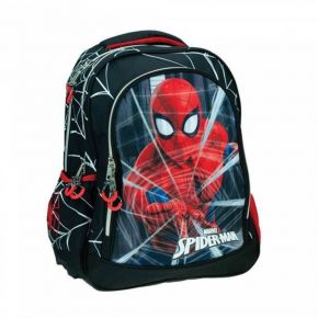 Gim Spiderman Σχολική Τσάντα Πλάτης Δημοτικού Μαύρη με Θήκη για Παγούρι 27lt