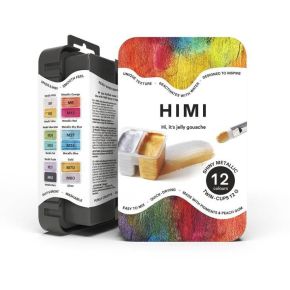 HIMI Gouache Twin Cup Σετ 12 Shiny Metallic Χρωμάτων- Black Case
