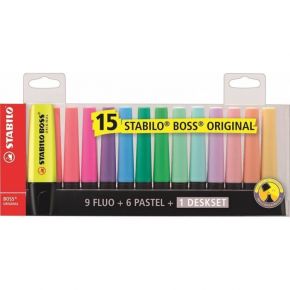 Stabilo Boss Deskset Μαρκαδόροι Υπογράμμισης 5mm Σετ 15 χρώματα